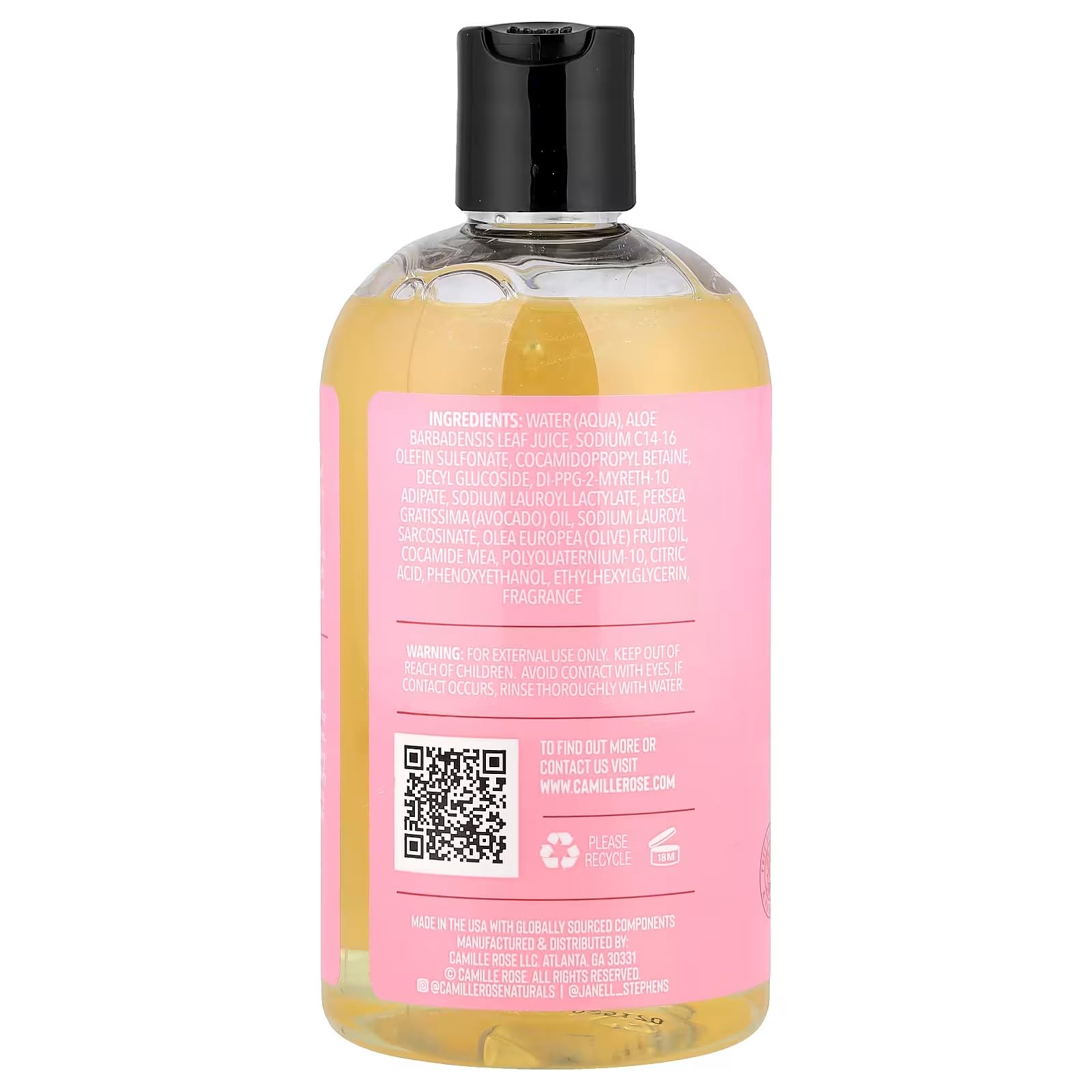Camille Rose Curl Love Shampoo – Olive Fruit Oil & Avocado Oil, Hydrating Cleanser for All Hair Textures | 12 fl oz