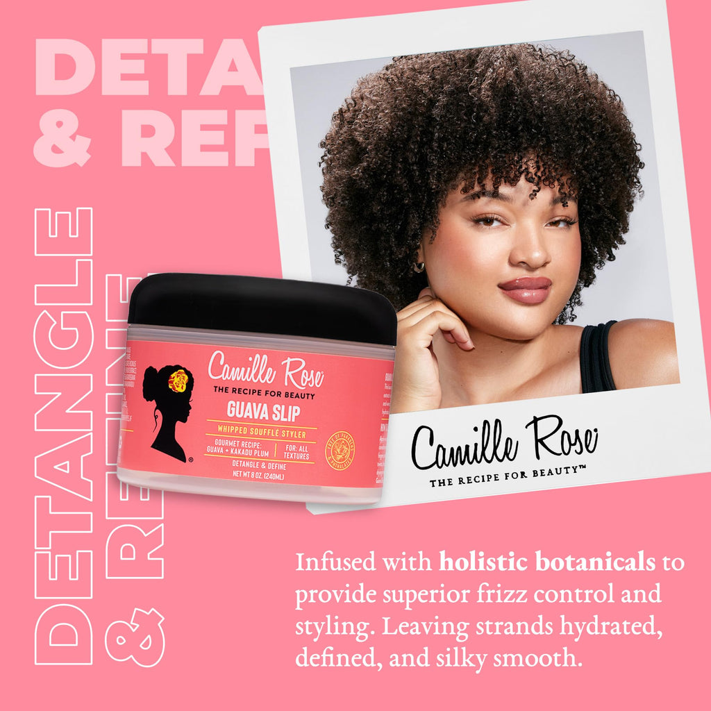 Camille Rose Guava Whipped Hair Styling Cream – Detangle, Frizz Control & Curl Definition (8 oz)