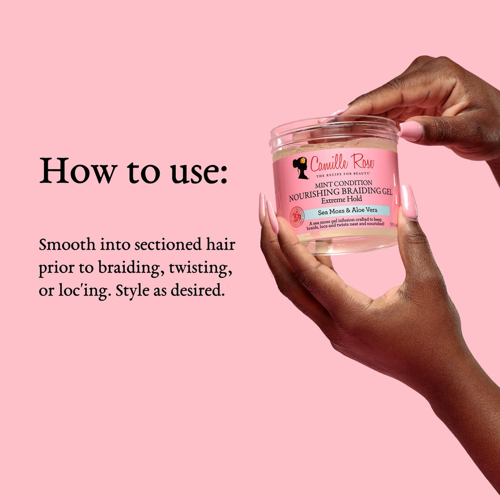Camille Rose Mint Condition Braiding Gel – Sea Moss & Aloe Vera, 12 oz