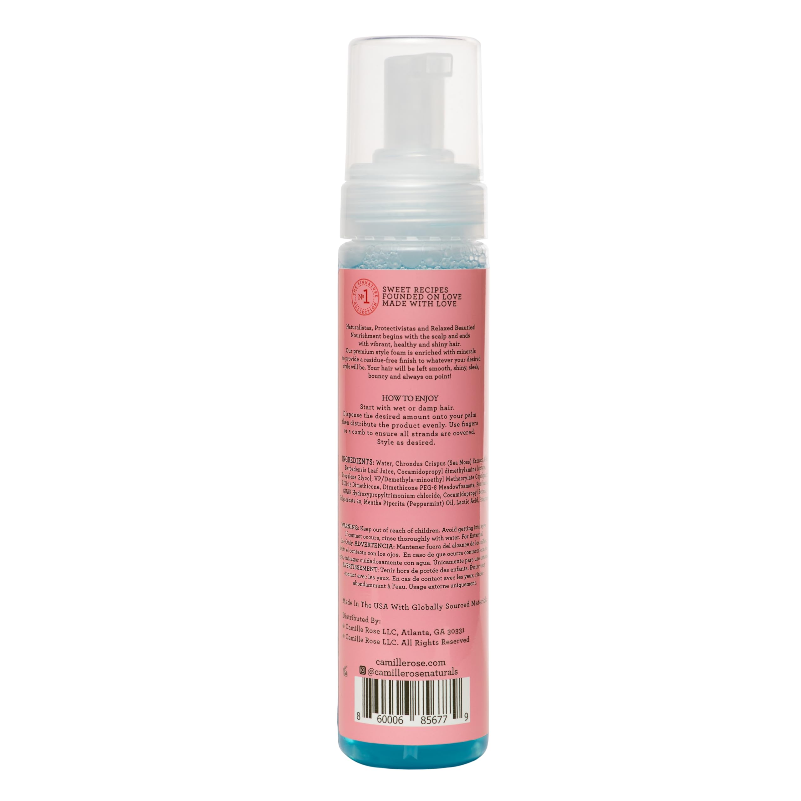 Camille Rose Mint Condition Style & Set Foam – Sea Moss & Aloe Vera Hair Mousse, Curl Definition, Volumizing & Frizz Control | 8 oz