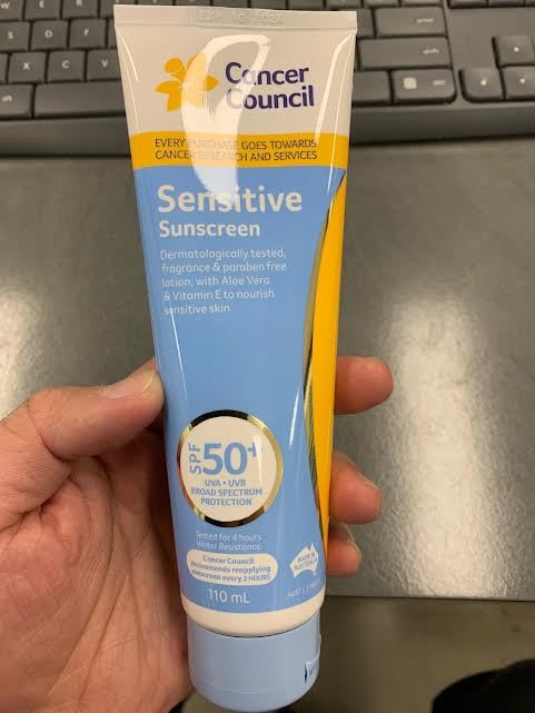 Cancer Council Australia Sensitive Sunscreen SPF50+ 110 ml – Fragrance-Free, Dermatologist Tested