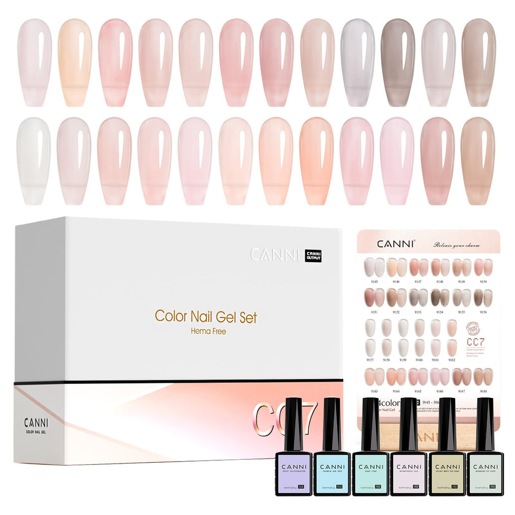 CANNI Jelly Gel Nail Polish Set – 30 Colors (9ml) for French Manicure | Soak Off UV/LED Kit