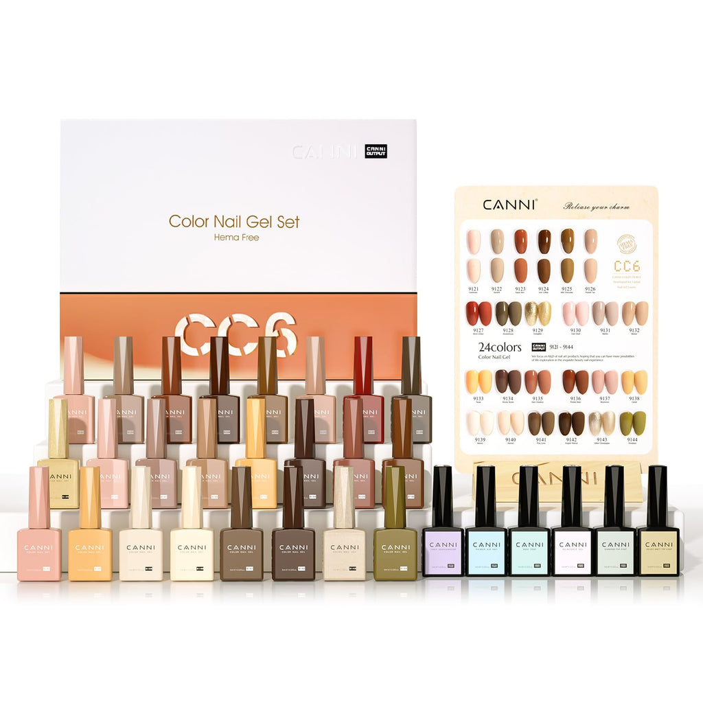 CANNI 30Pcs 9ml Hema-Free Gel Nail Polish Set – Soak-Off LED Kit for Home Manicure