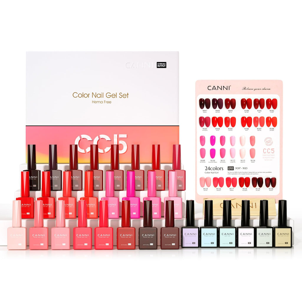 CANNI 30Pcs 9ml HEMA-free Gel Nail Polish Set – Soak-Off LED Home Manicure Kit
