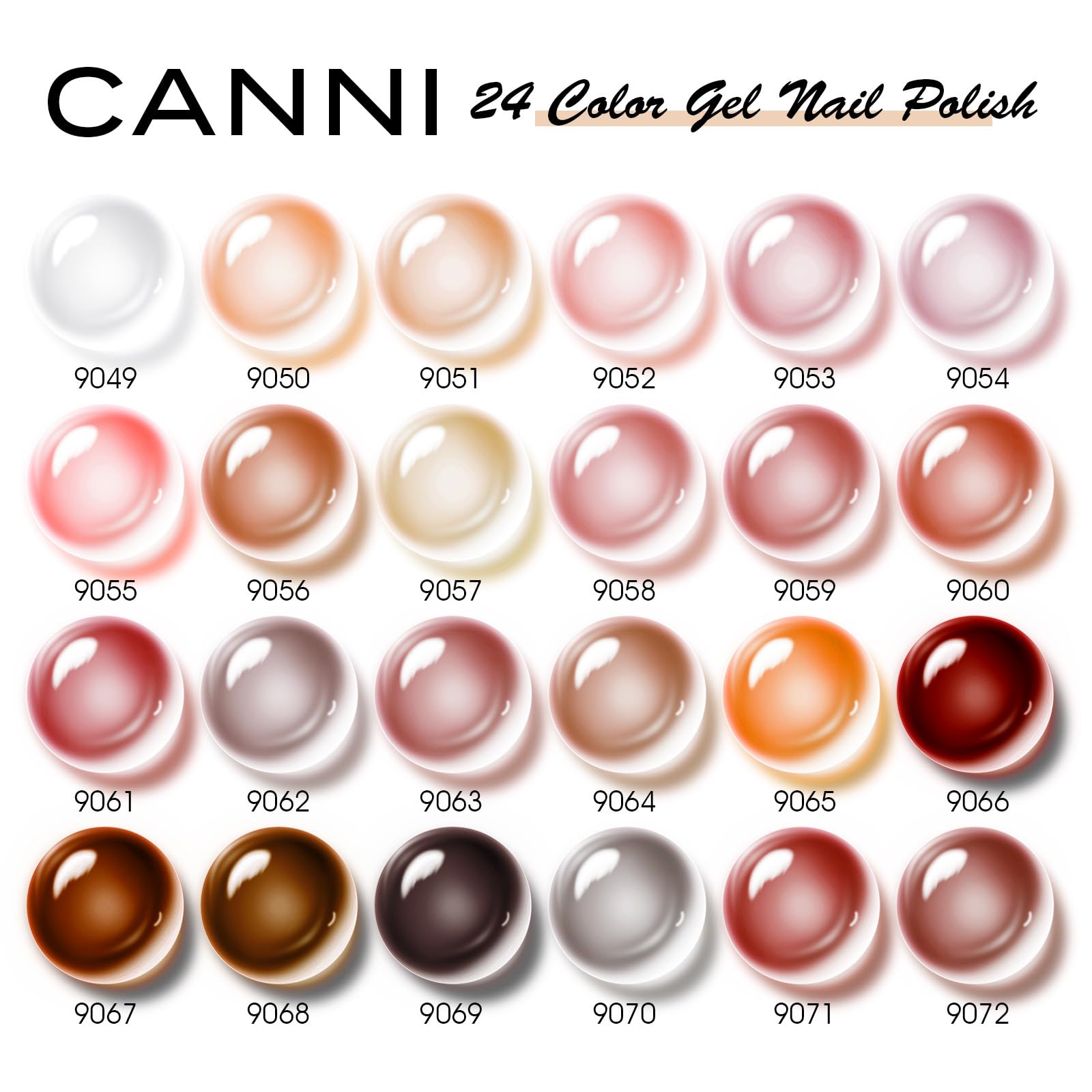 CANNI 30Pcs Jelly Gel Nail Polish Set – 9ml Nude to Red Shades for French Manicure