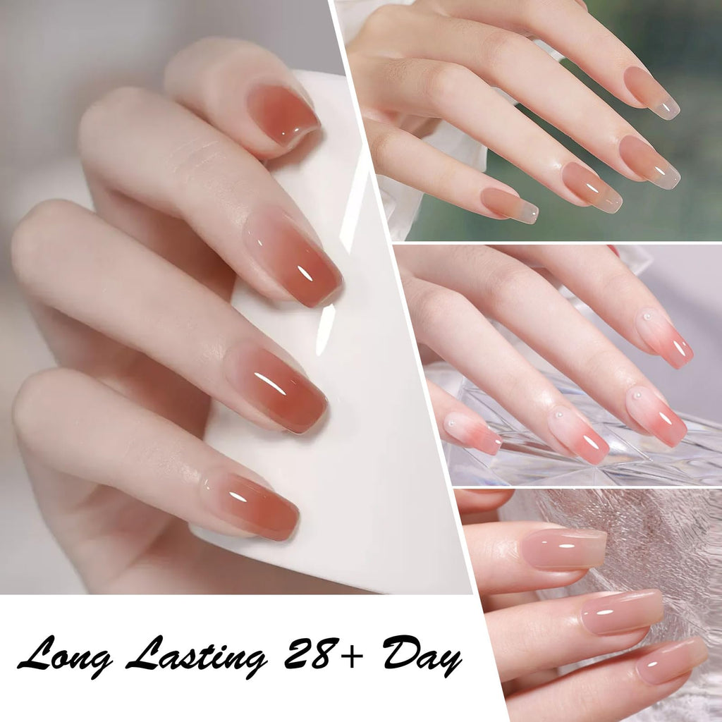 CANNI 30Pcs Jelly Gel Nail Polish Set – 9ml Nude to Red Shades for French Manicure