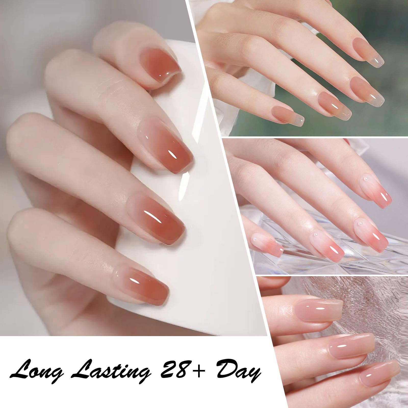 CANNI 30Pcs Jelly Gel Nail Polish Set – 9ml Nude to Red Shades for French Manicure