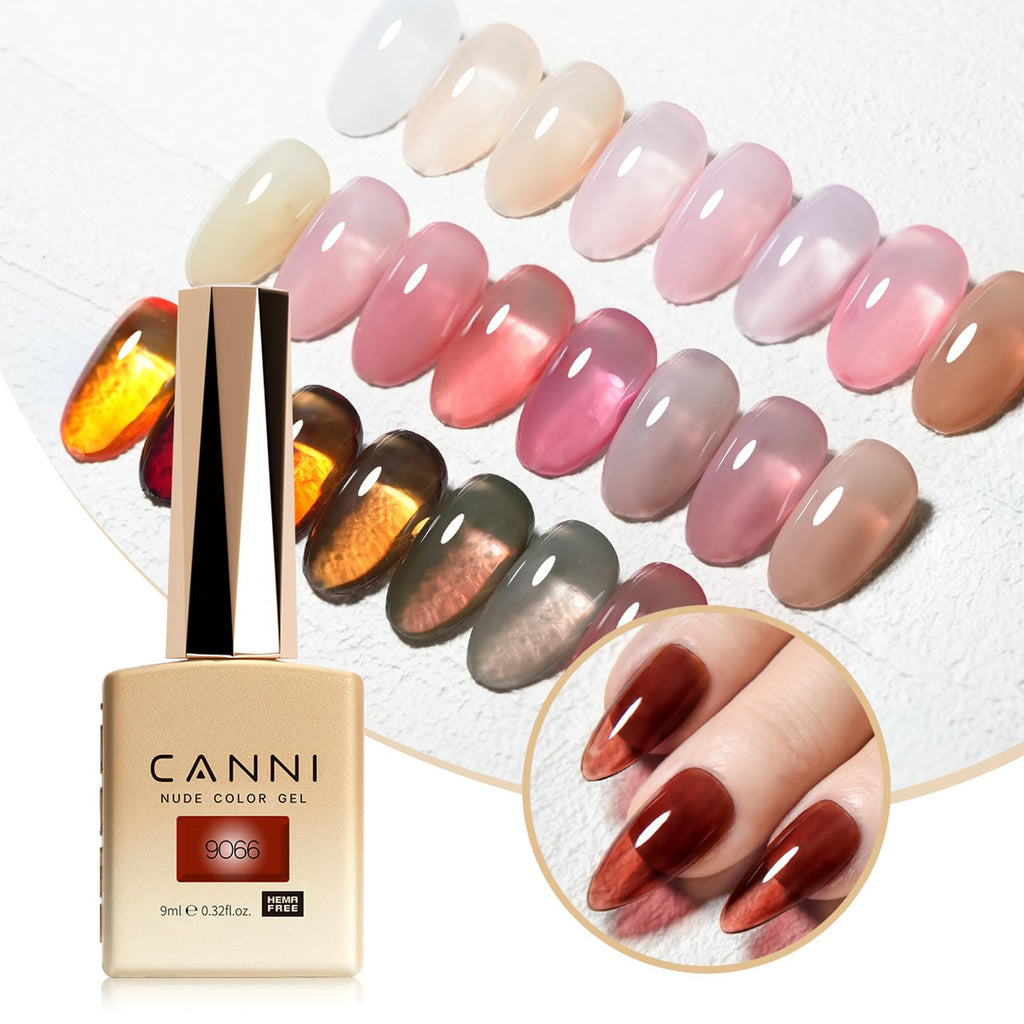 CANNI 30Pcs Jelly Gel Nail Polish Set – 9ml Nude to Red Shades for French Manicure