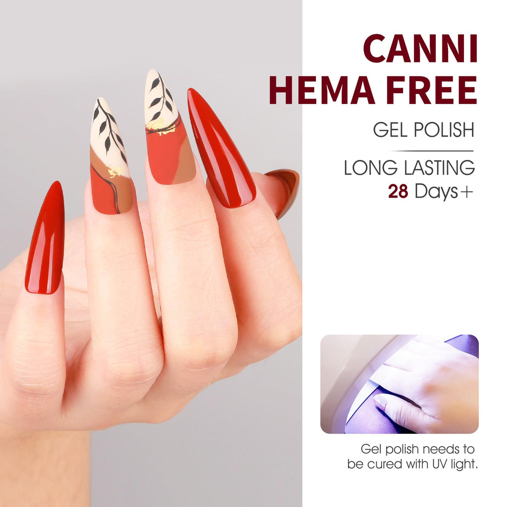 CANNI Red Gel Nail Polish Set – 6 Colors, 9ml | Soak-Off UV/LED Gel Kit