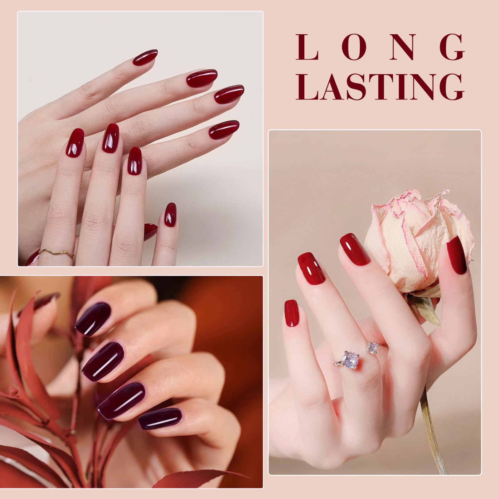 CANNI Red Gel Nail Polish Set – 6 Colors, 9ml | Soak-Off UV/LED Gel Kit