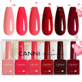CANNI 6 Colors 9 ml Hema-Free Glitter Red Gel Nail Polish Set – Soak Off LED Gel Kit for Home Manicure