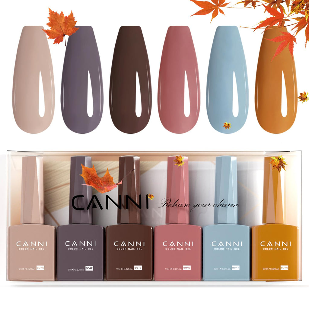 CANNI 6 Colors HEMA-Free Brown Gel Nail Polish Set - 9 ml