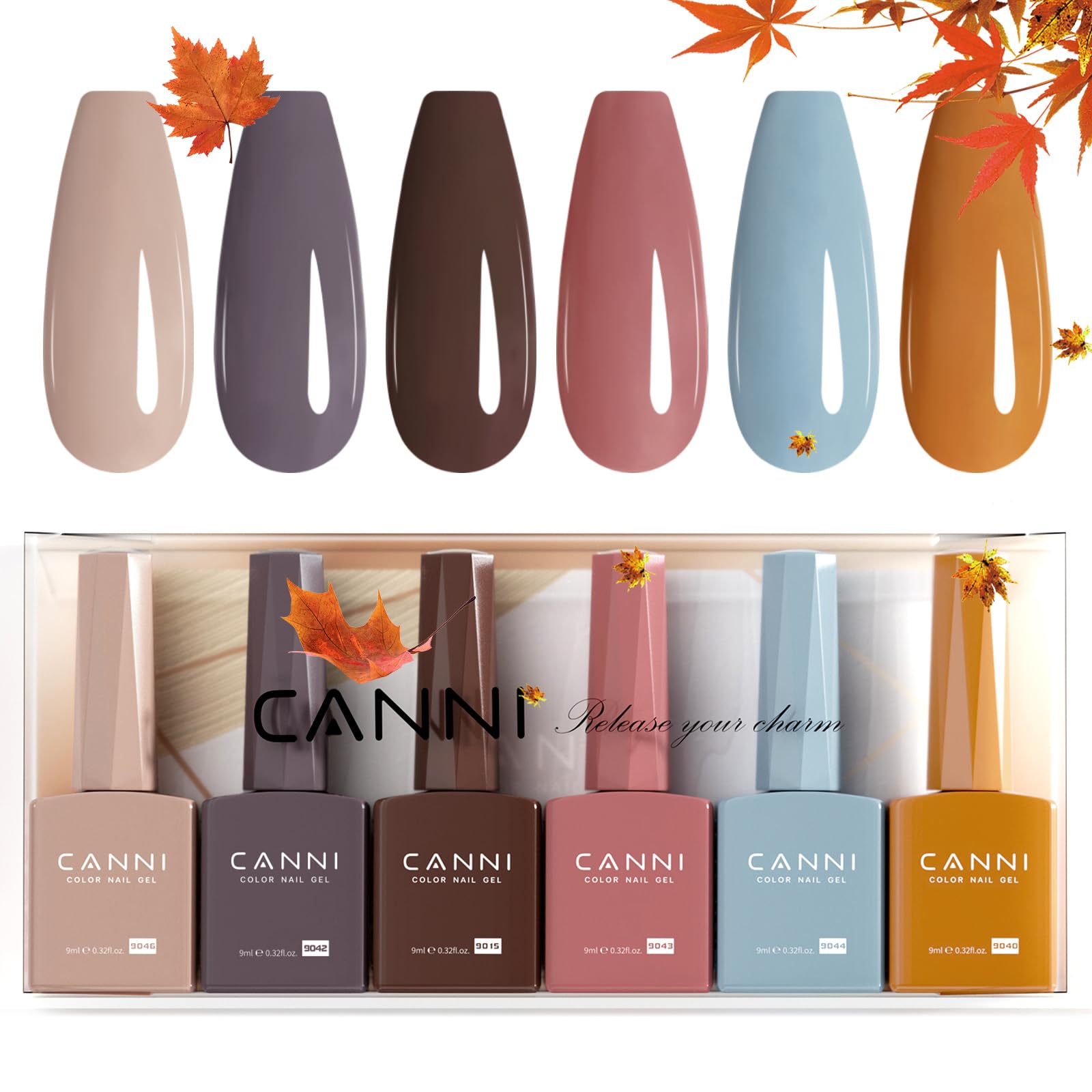 CANNI 6 Colors HEMA-Free Brown Gel Nail Polish Set - 9 ml