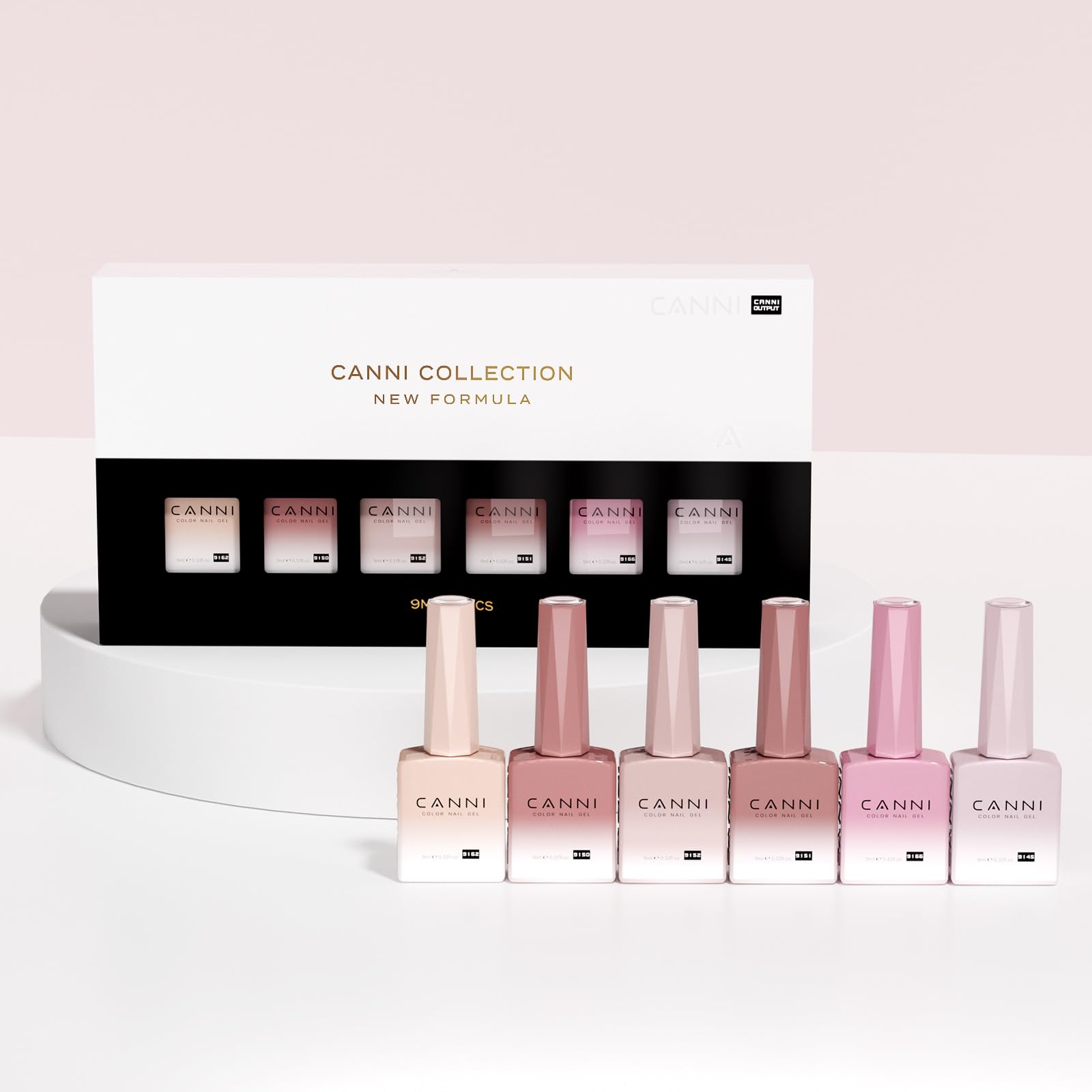 CANNI 6 Colors 9ml Sheer Jelly Pink Gel Nail Polish Set – Neutral Transparent Pink Kit