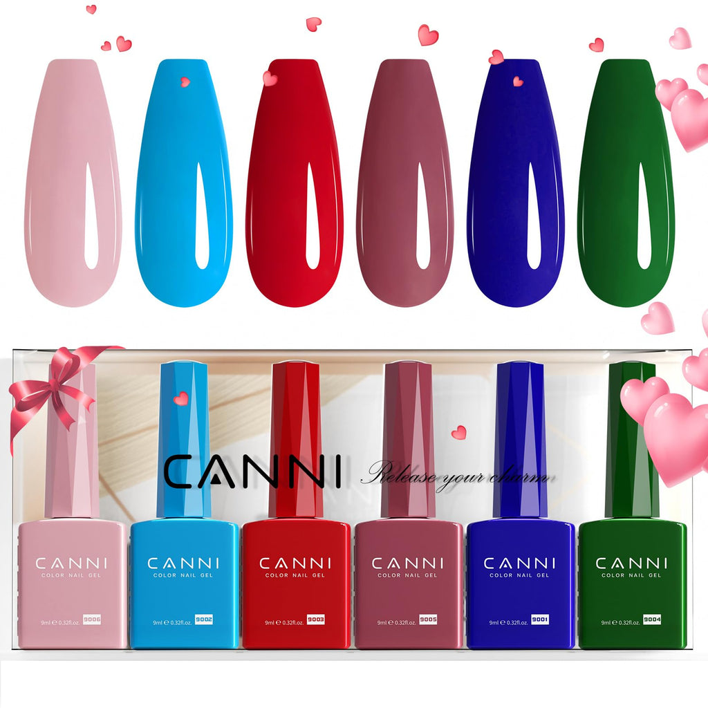CANNI 6Pcs 9ml Gel Nail Polish Set – HEMA-Free, Long-Lasting Colors for Home Salon