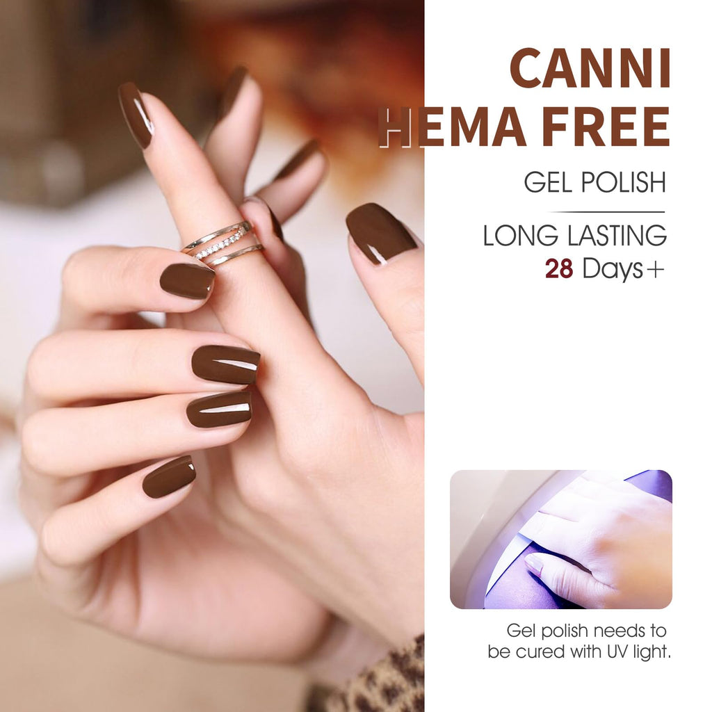 CANNI 6Pcs 9ml HEMA-Free Nude Brown Fall Gel Nail Polish Set – DIY at Home & Gift Ready