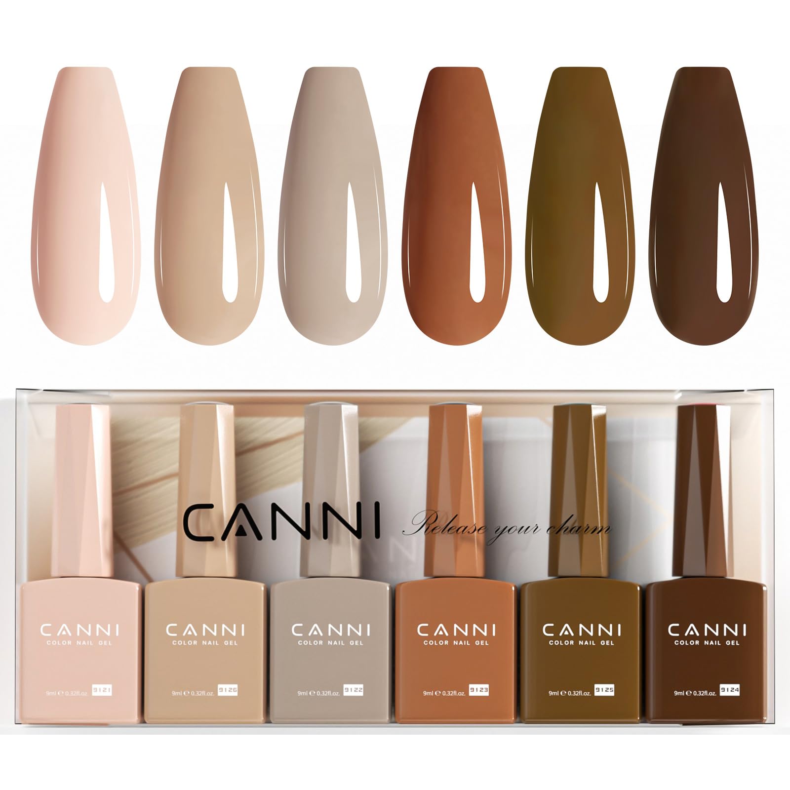 CANNI 6Pcs 9ml HEMA-Free Nude Brown Fall Gel Nail Polish Set – DIY at Home & Gift Ready