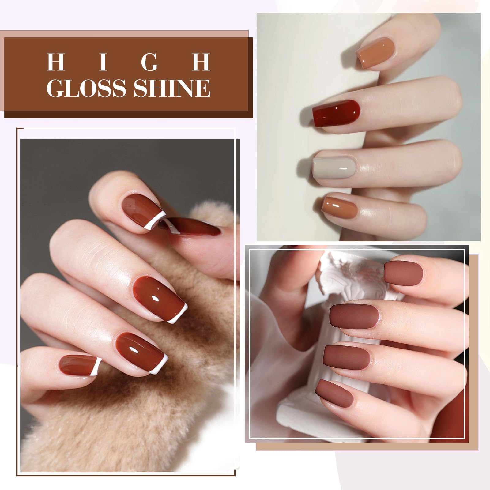 CANNI 6Pcs 9ml HEMA-Free Nude Brown Fall Gel Nail Polish Set – DIY at Home & Gift Ready