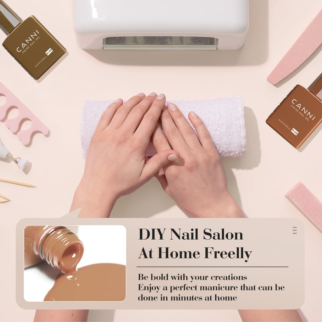 CANNI 6Pcs 9ml HEMA-Free Nude Brown Fall Gel Nail Polish Set – DIY at Home & Gift Ready