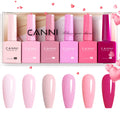 CANNI 9ml Hema-Free Gel Nail Polish Set – 6Pcs Light Pink Kit