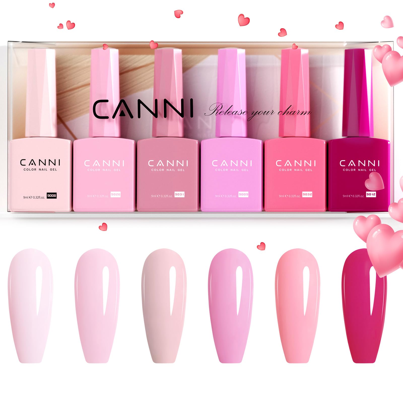 CANNI 9ml Hema-Free Gel Nail Polish Set – 6Pcs Light Pink Kit