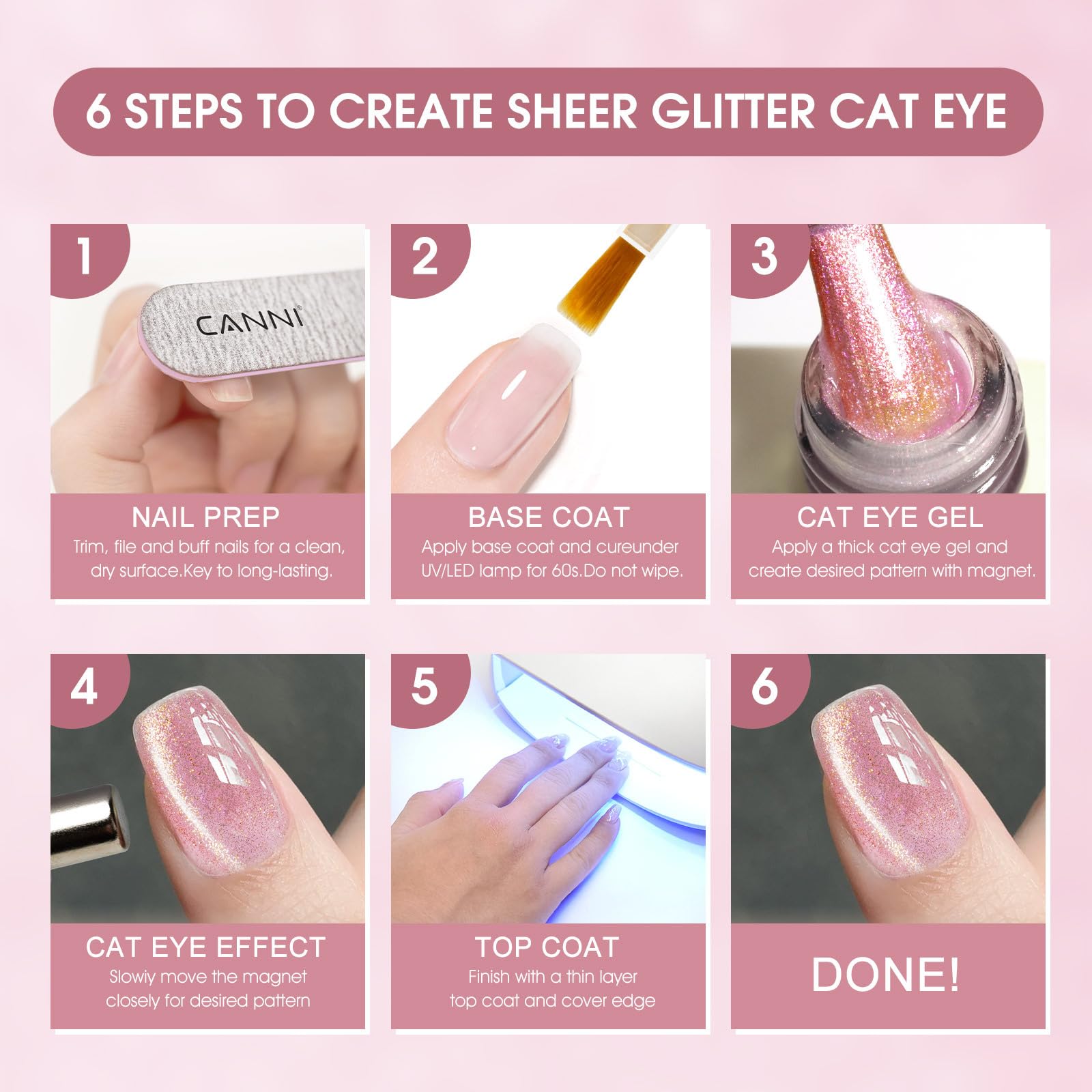 CANNI 8-Pcs Cat Eye Gel Nail Polish Set – 9ml Magnetic Shimmer Colors Kit