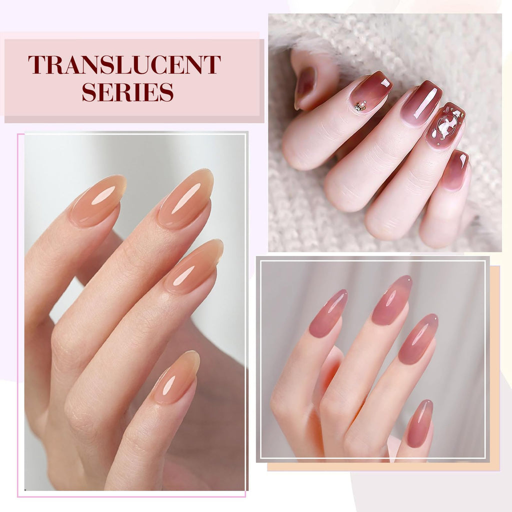 CANNI Brown Jelly Gel Nail Polish Set – 6 Translucent Coffee & Mocha Shades (9ML) | Soak-Off UV/LED