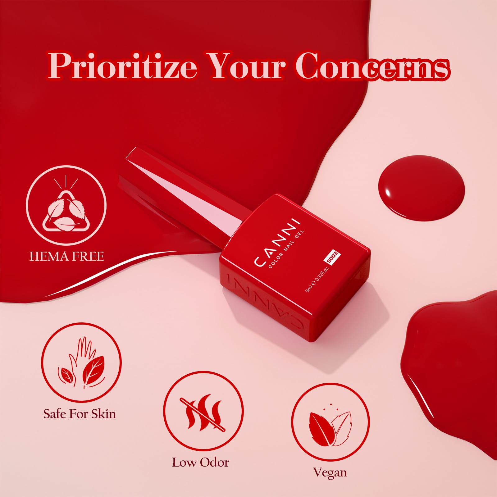 CANNI Gel Nail Polish Set – 6 Classic Colors (9ml) | HEMA-Free, Low Odor, UV/LED Cure