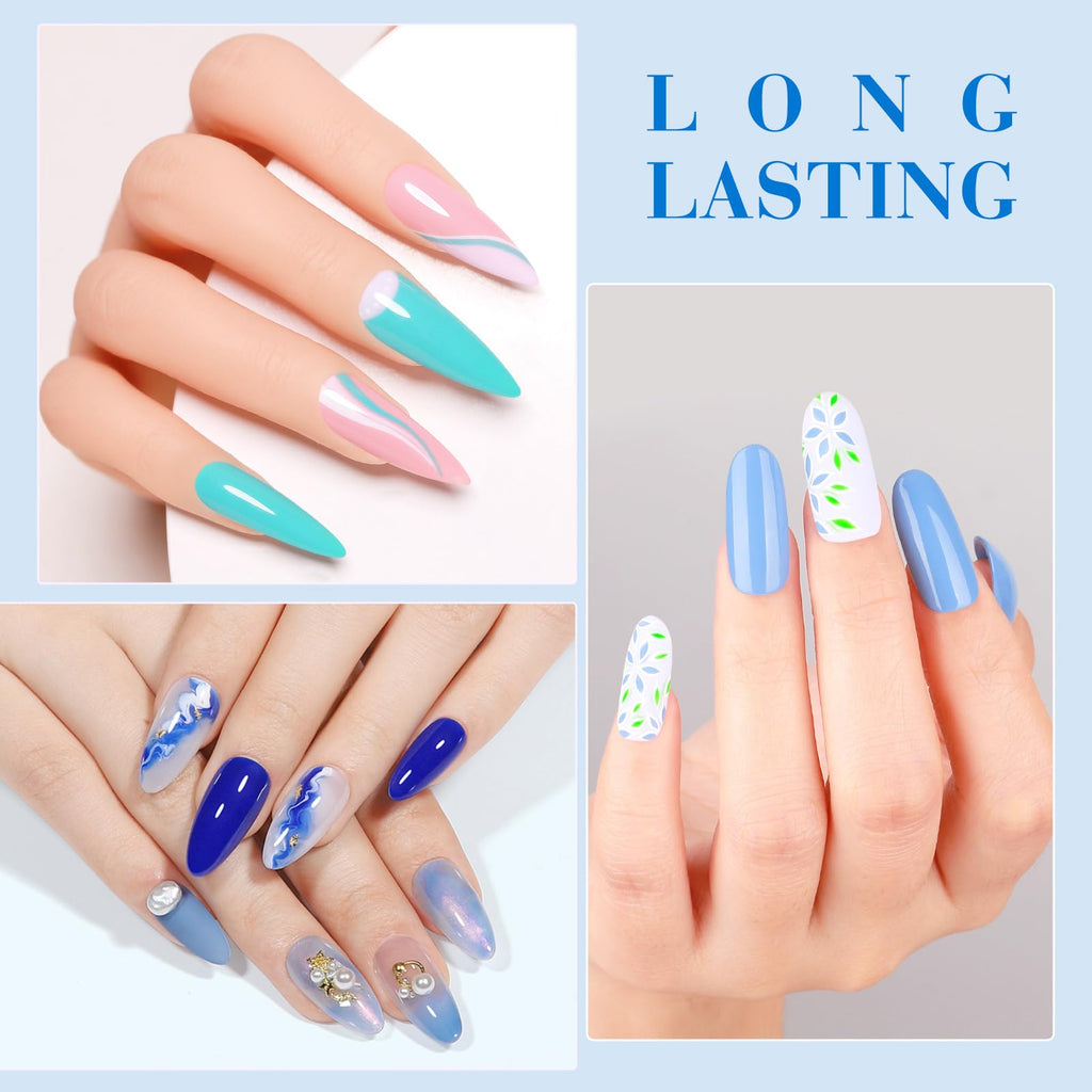 CANNI Blue Gel Nail Polish Set – 6 Colors (9ml Each) Baby Royal Light Blue & Aquarius Ocean-Inspired Shades