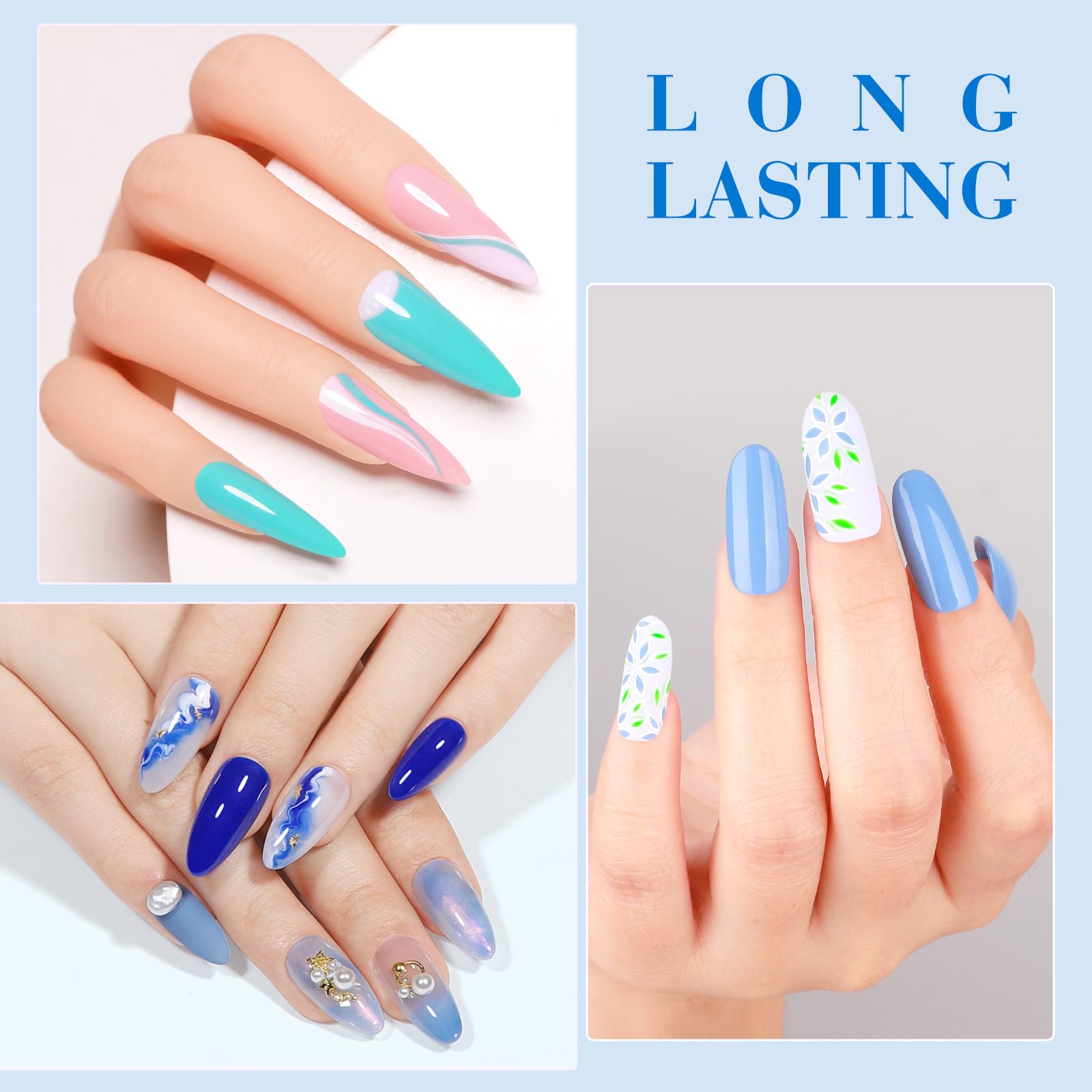 CANNI Blue Gel Nail Polish Set – 6 Colors (9ml Each) Baby Royal Light Blue & Aquarius Ocean-Inspired Shades