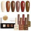 CANNI Brown Nude Gel Nail Polish Set – 6 Colors 9ml, Soak Off UV LED Kit for Winter Nude DIY Manicure
