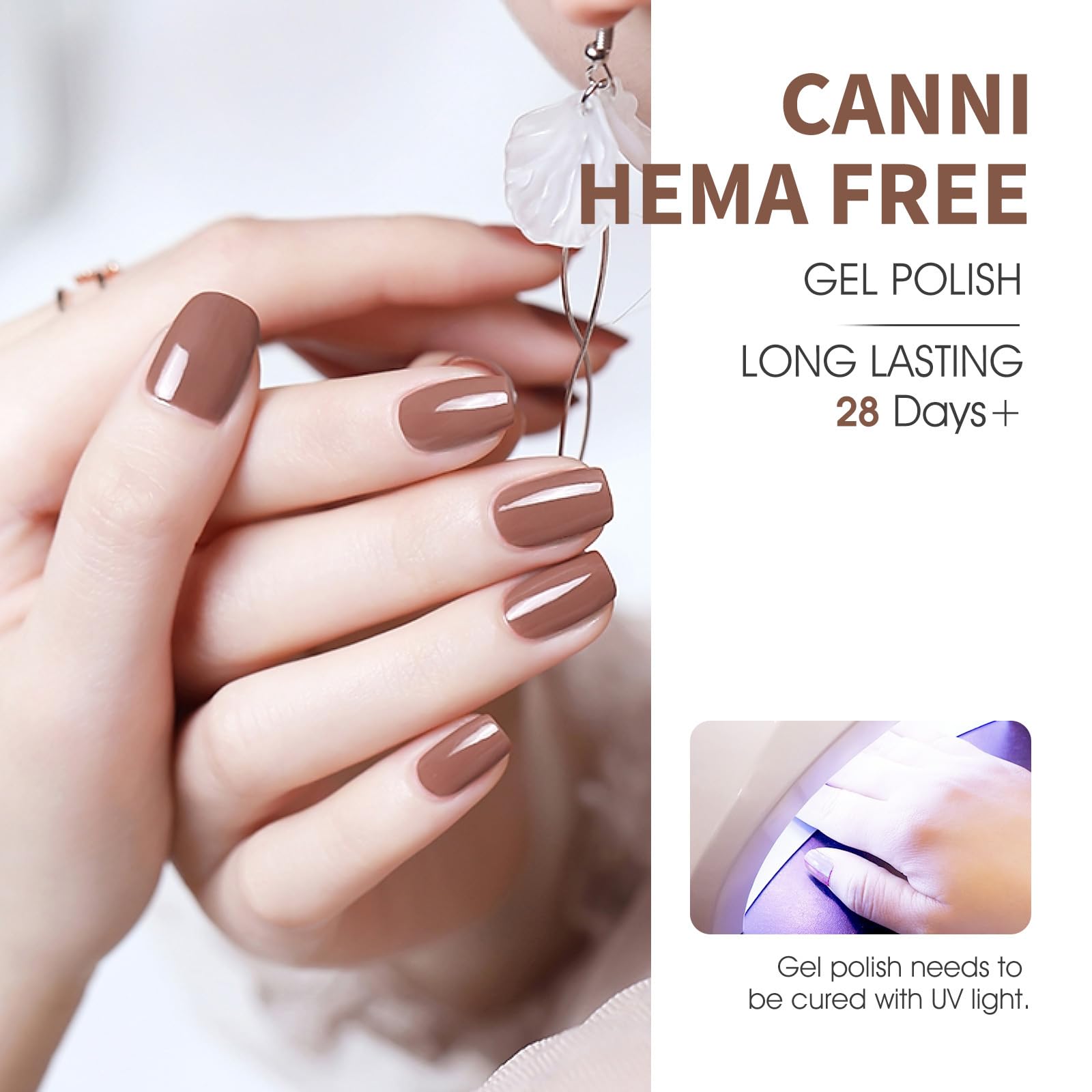 CANNI Brown Nude Gel Nail Polish Set – 6 Colors 9ml, Soak Off UV LED Kit for Winter Nude DIY Manicure