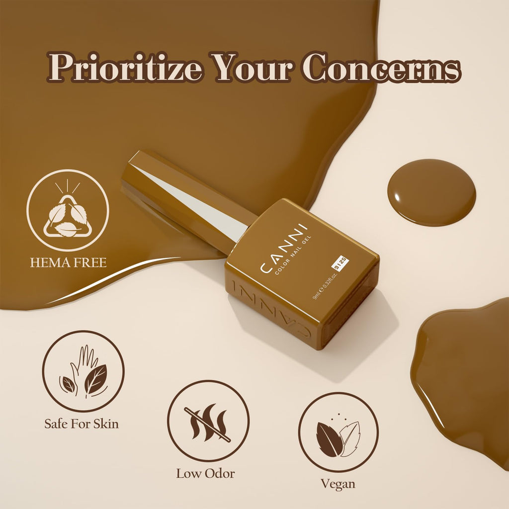 CANNI Brown Nude Gel Nail Polish Set – 6 Colors 9ml, Soak Off UV LED Kit for Winter Nude DIY Manicure