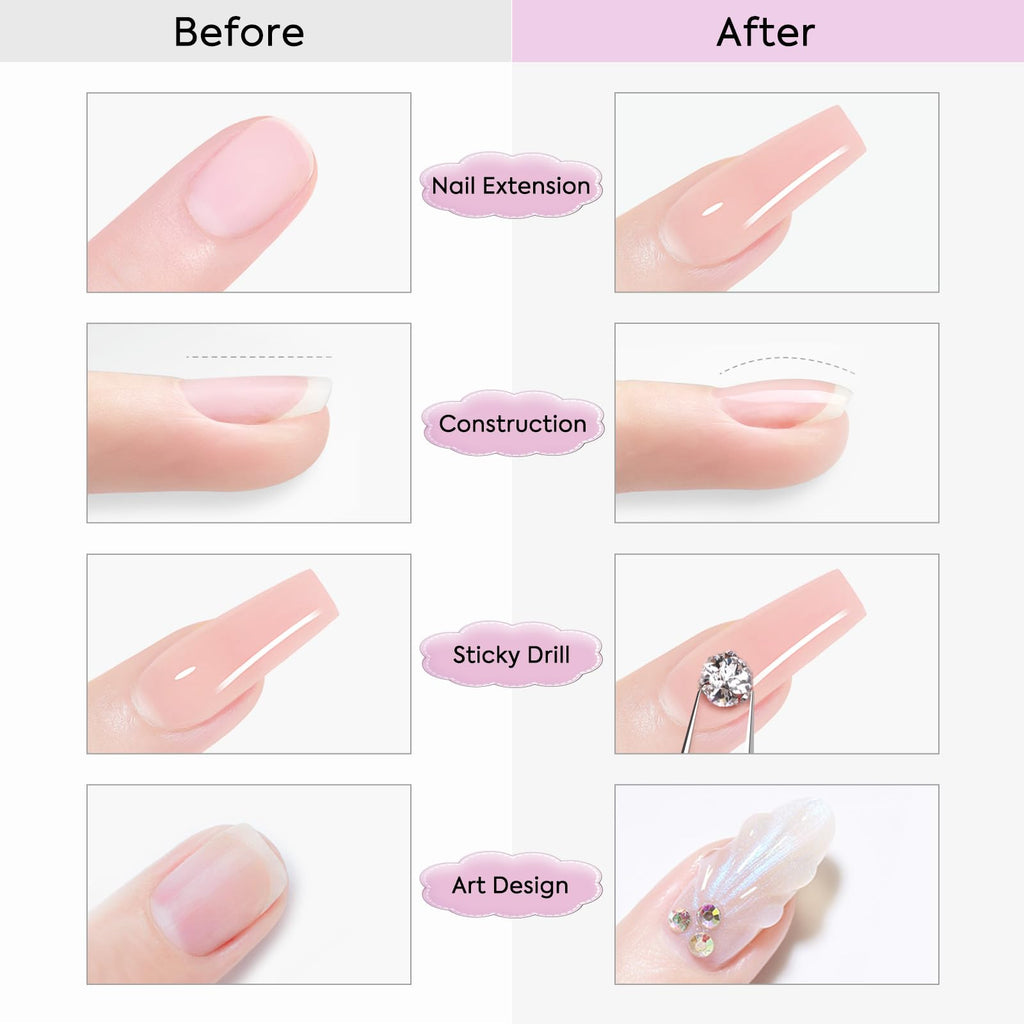 CANNI Builder Gel for Nails - 1 Fl Oz Soft Pink Hard Gel for Nail Extensions, Strengthening & Jelly Gel Polish