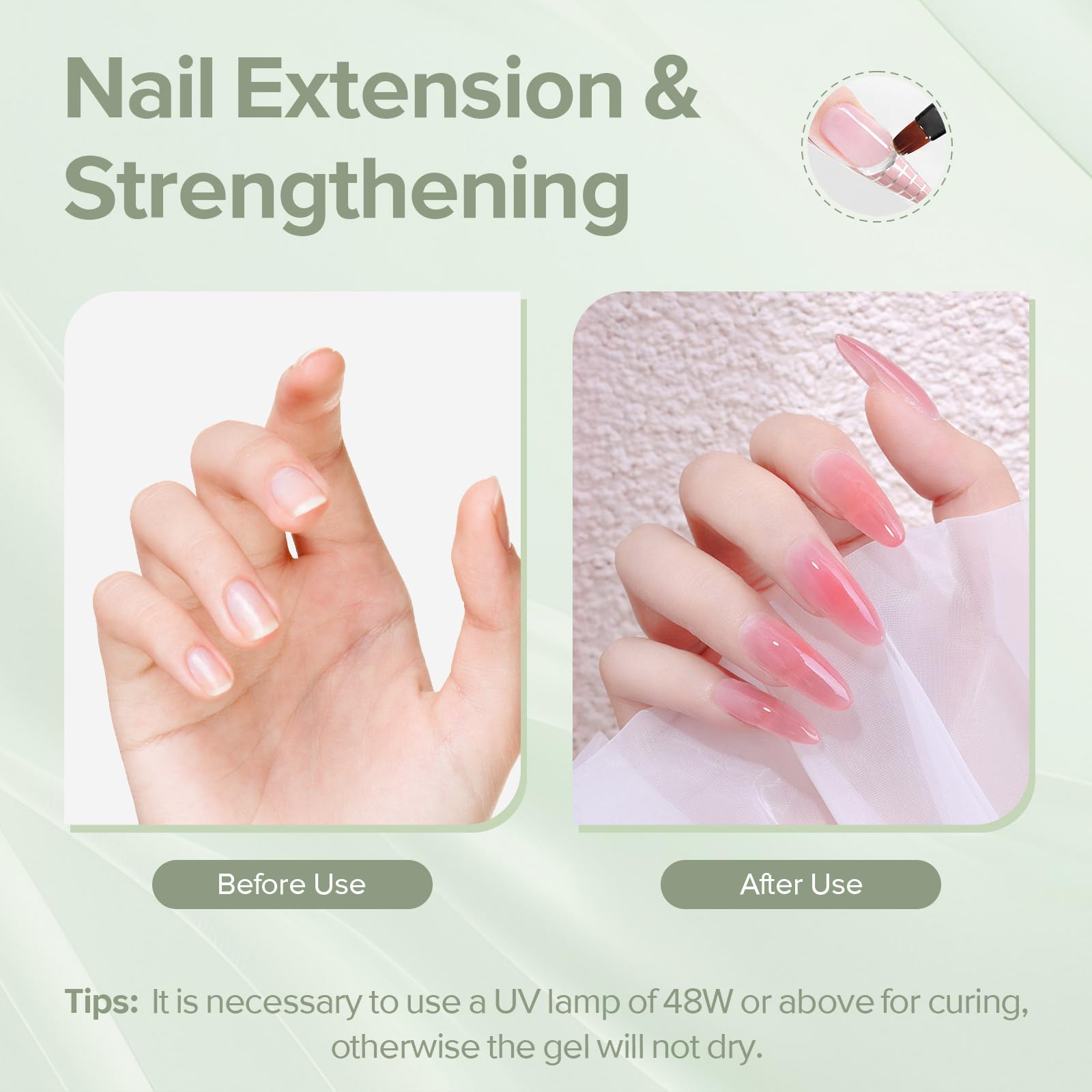 CANNI Builder Gel for Nails - 1 Fl Oz Soft Pink Hard Gel for Nail Extensions, Strengthening & Jelly Gel Polish