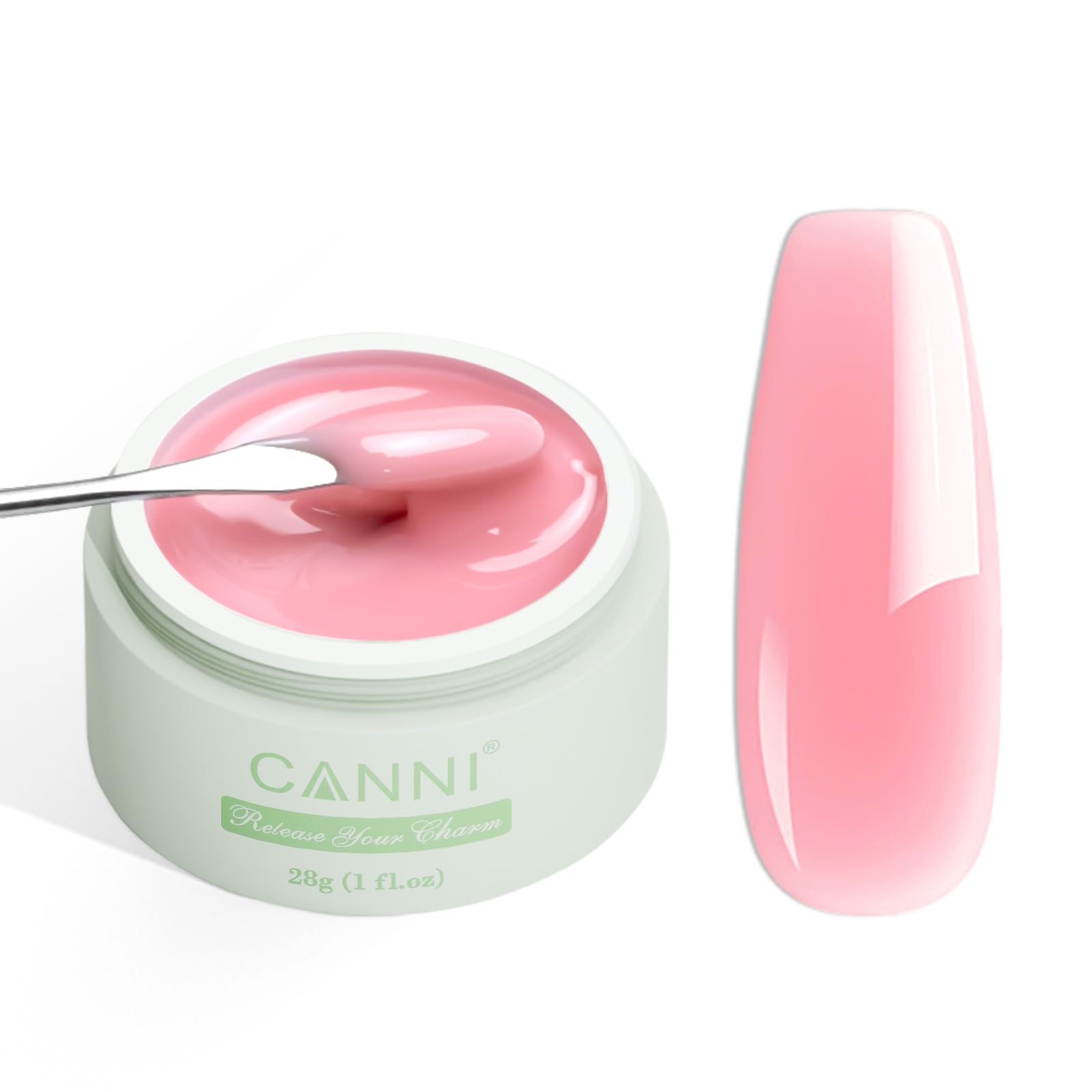 CANNI Builder Gel for Nails - 1 Fl Oz Soft Pink Hard Gel for Nail Extensions, Strengthening & Jelly Gel Polish
