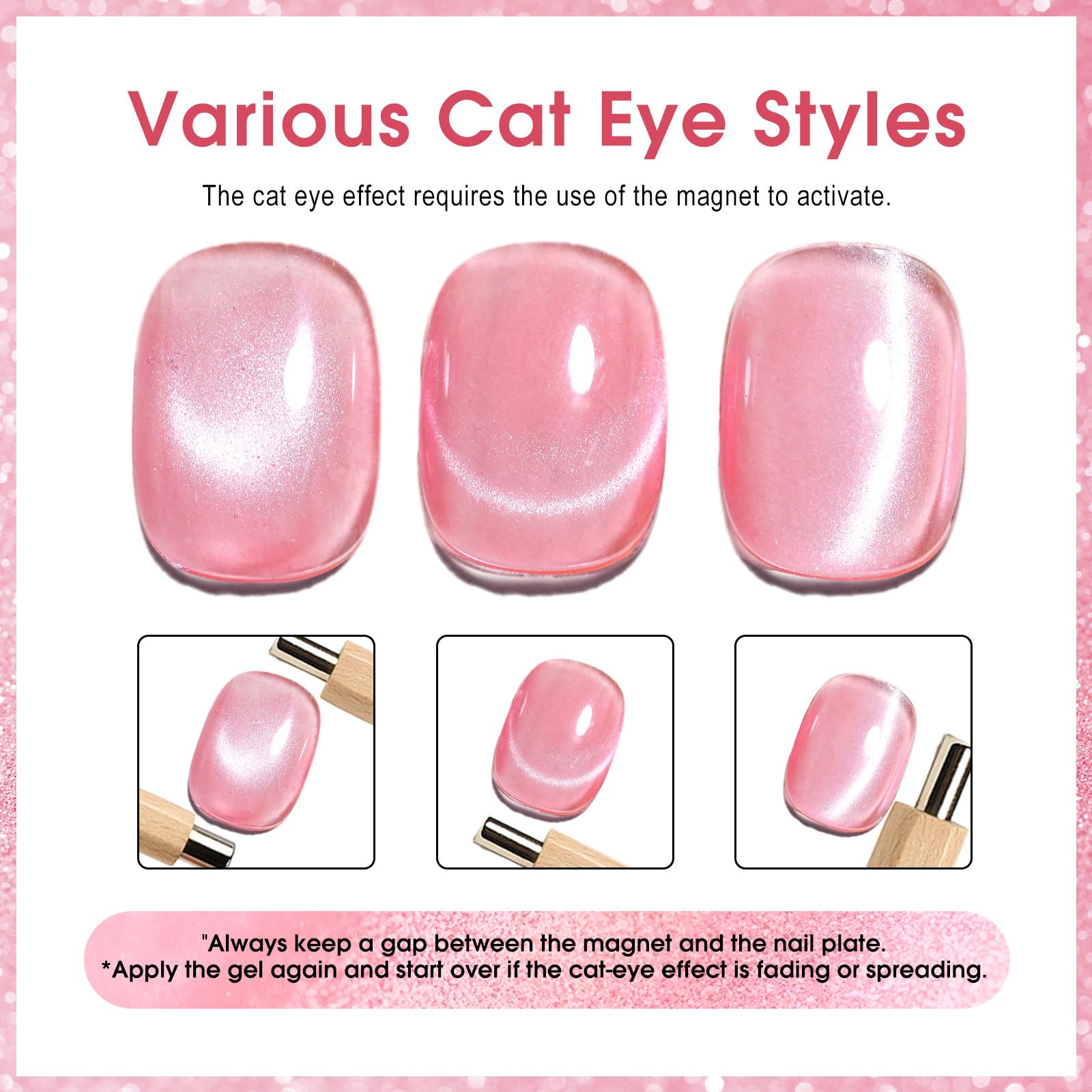 CANNI 8 Pcs Cat Eye Gel Nail Polish Set – 9 ml Magnetic Shimmer Colors