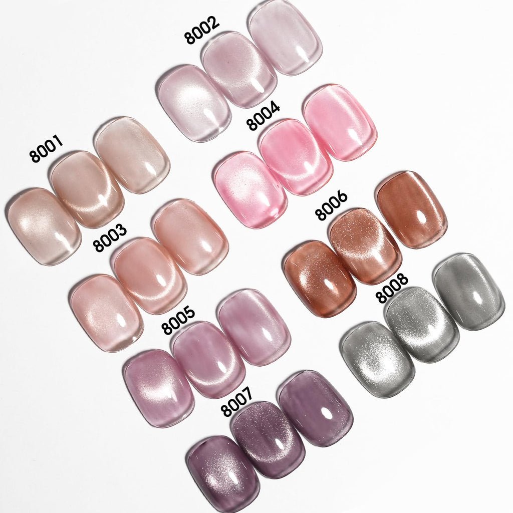 CANNI 8 Pcs Cat Eye Gel Nail Polish Set – 9 ml Magnetic Shimmer Colors