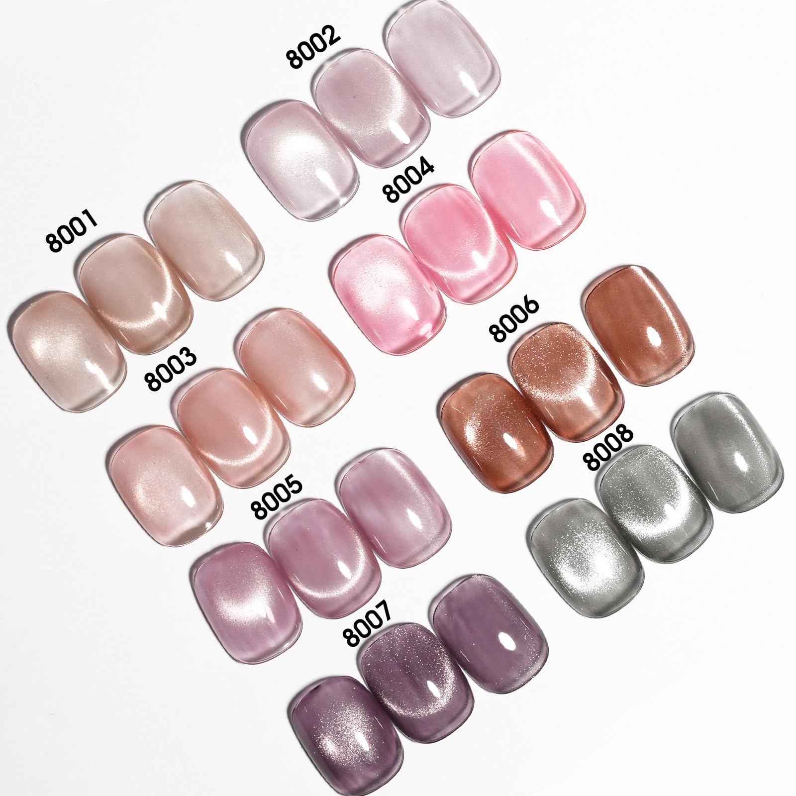 CANNI 8 Pcs Cat Eye Gel Nail Polish Set – 9 ml Magnetic Shimmer Colors