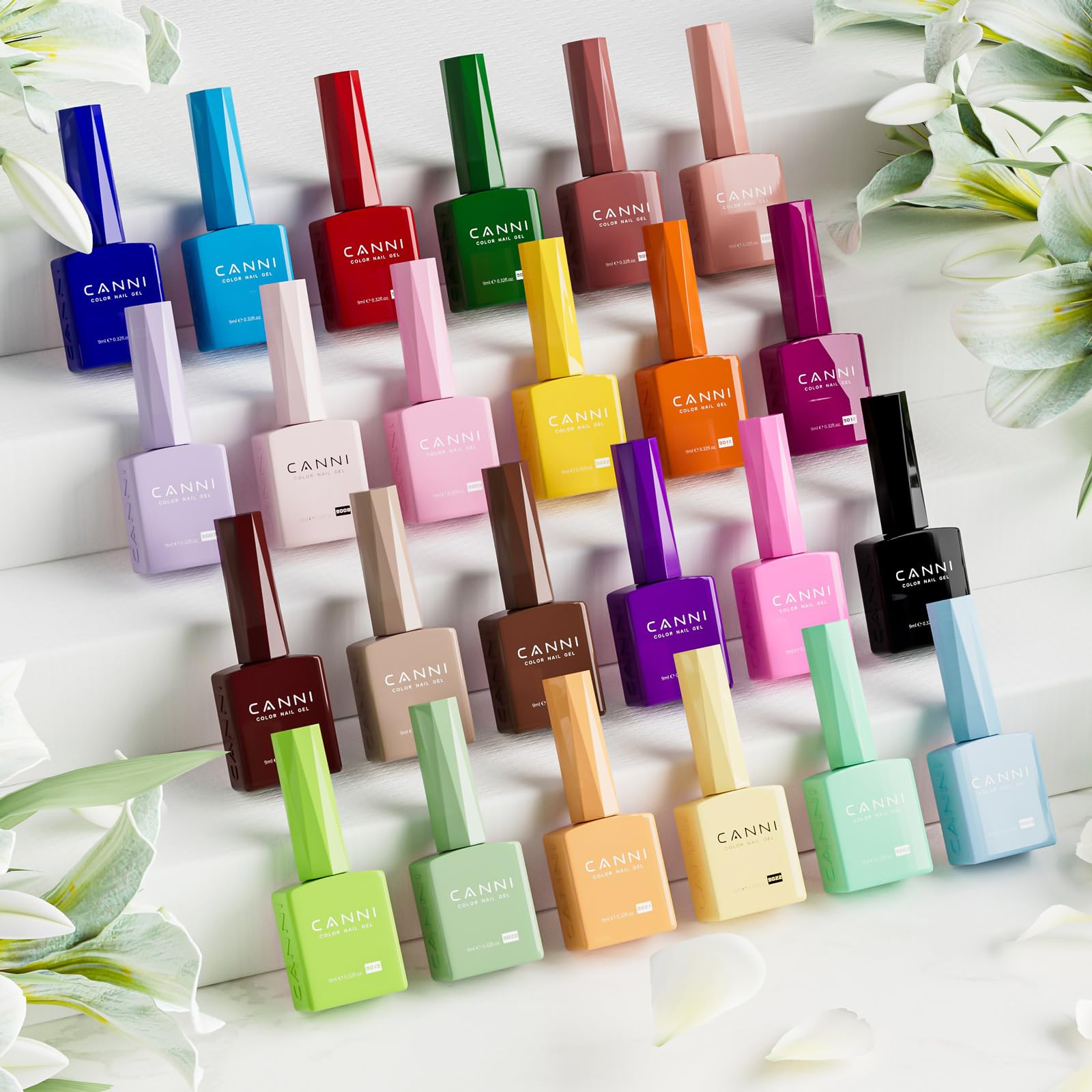 CANNI CC1 30Pcs Gel Nail Polish Set – 9ml Bottles, 30 Colors, HEMA-Free, Soak Off