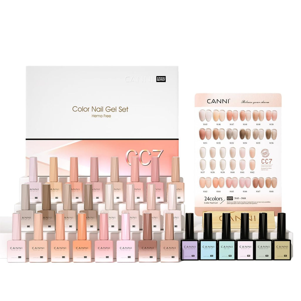 CANNI CC7 30 Pcs 9ml Hema-Free Jelly Gel Nail Polish Set with Base & Top Coat – At-Home Salon Kit