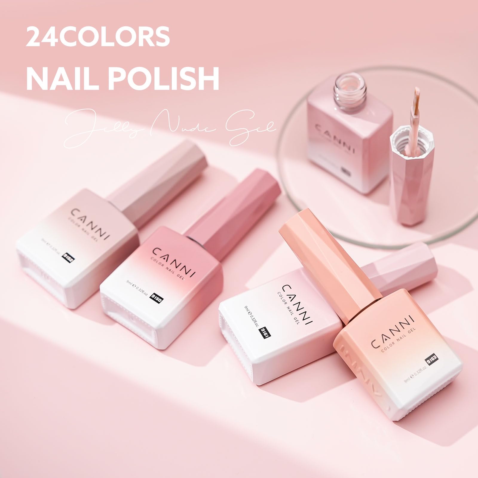 CANNI CC7 30 Pcs 9ml Hema-Free Jelly Gel Nail Polish Set with Base & Top Coat – At-Home Salon Kit