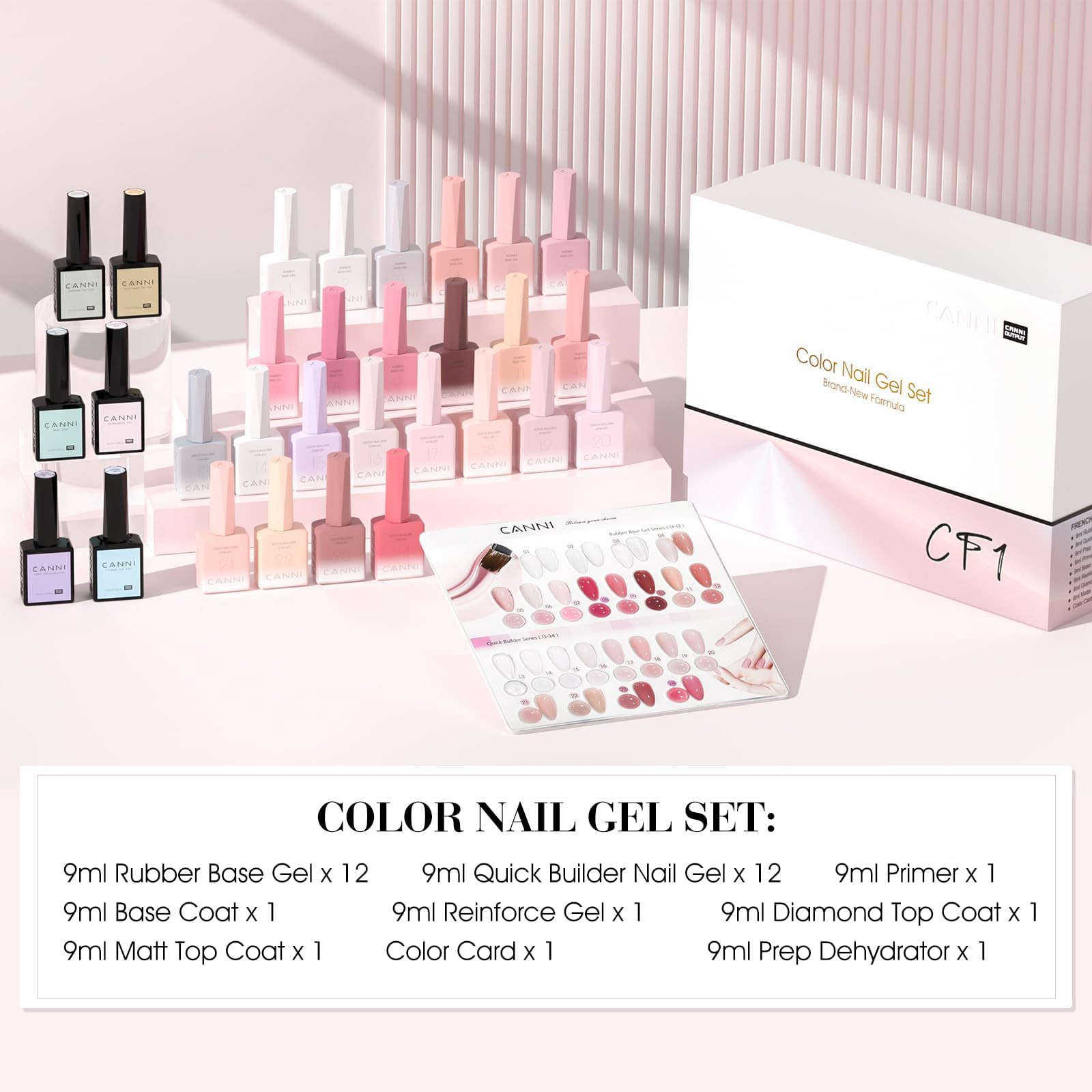 CANNI CF1 Gel Nail Polish Set - 30 Pcs, 9ml, Soak-Off, HEMA-Free for Home Manicures