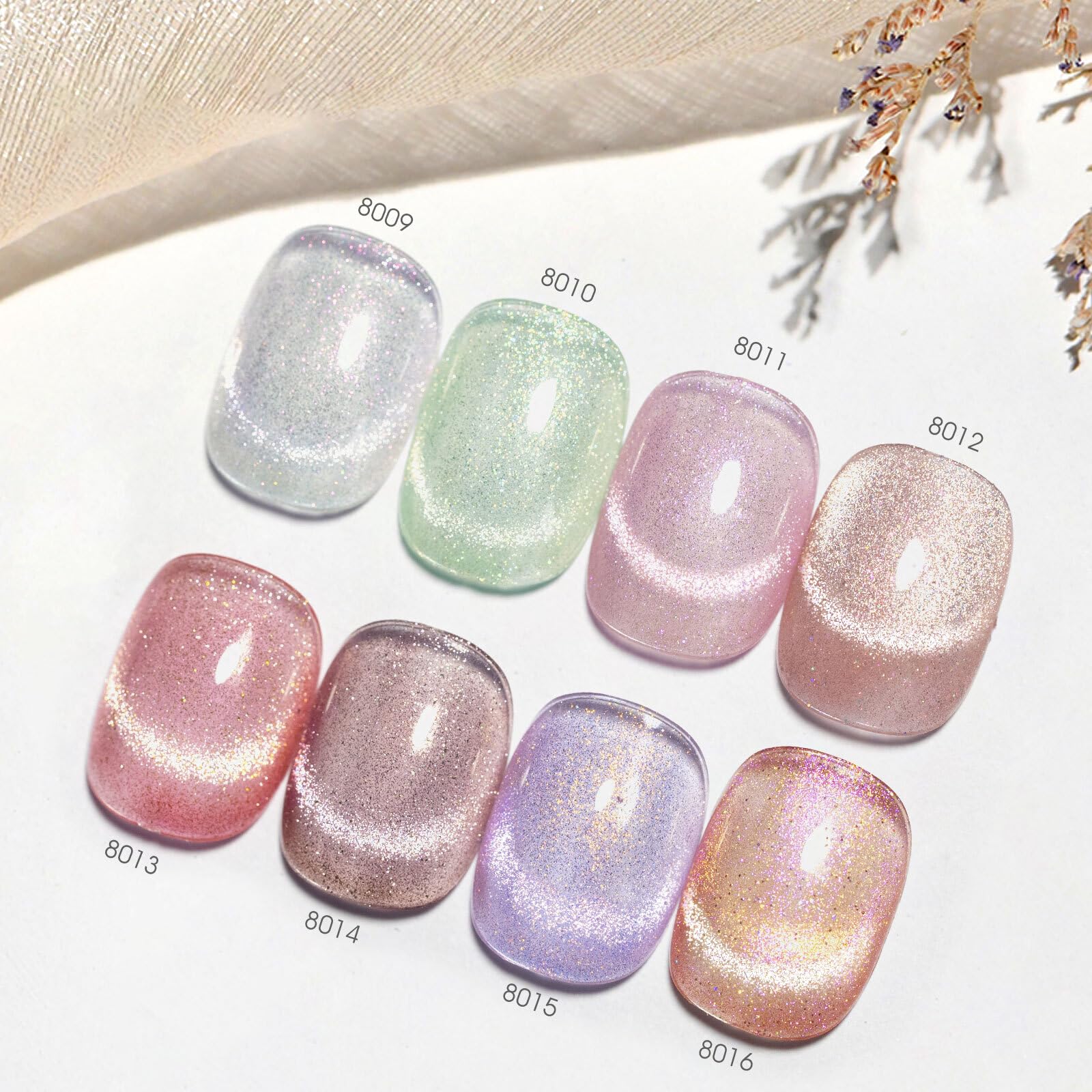 CANNI 8-Pcs Cat Eye Gel Nail Polish Set – 9ml Magnetic Shimmer Colors Kit