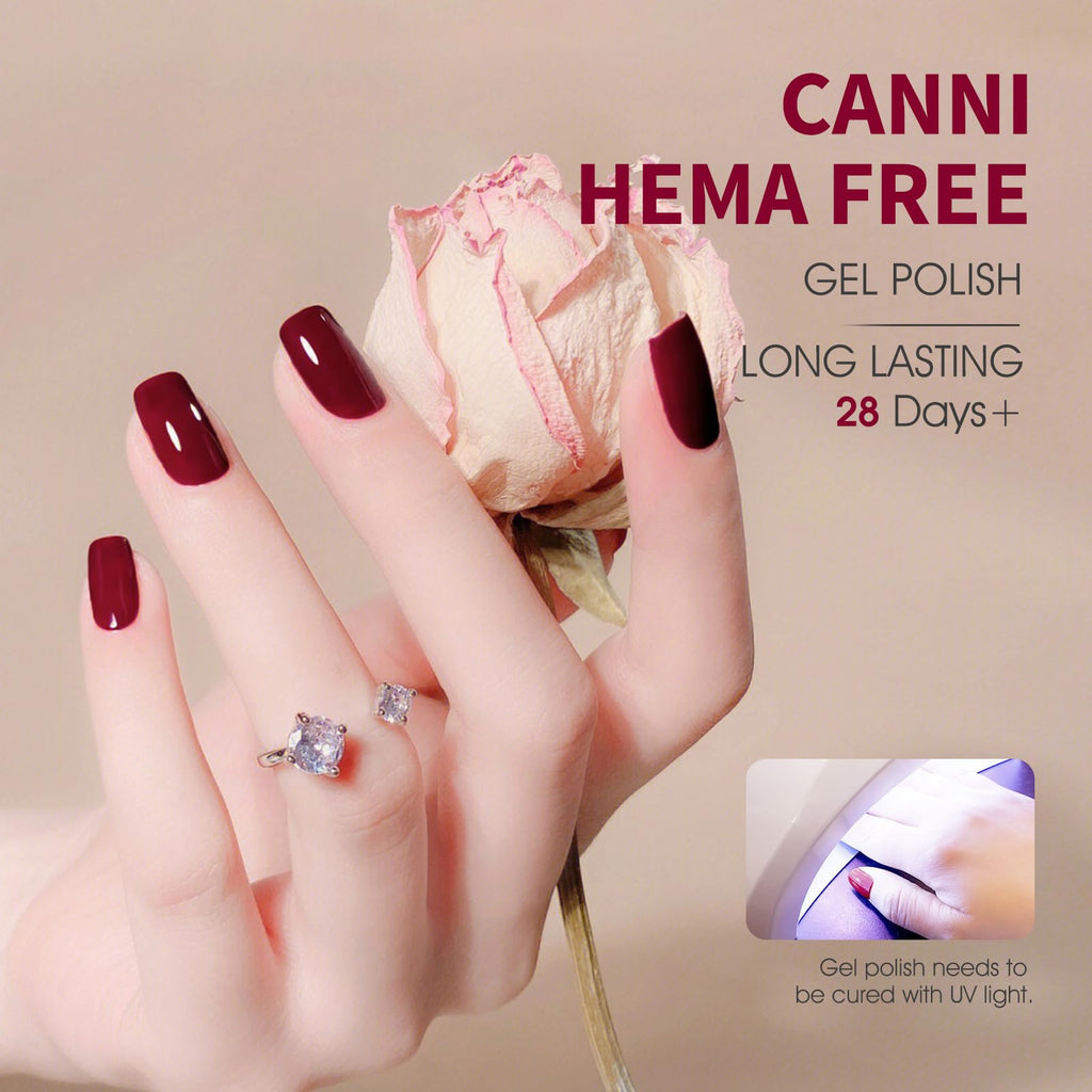 CANNI 6 Colors 9ml HEMA-FREE Dark Red Gel Polish Set – Deep Cherry Burgundy Kit