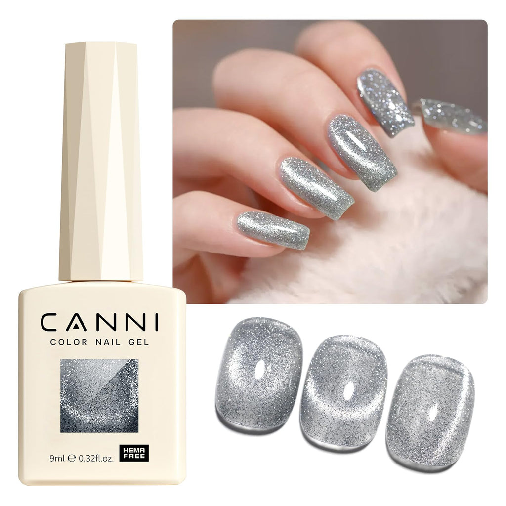 CANNI 8-Piece Cat Eye Gel Nail Polish Set – 9ml Magnetic Shimmer Colors