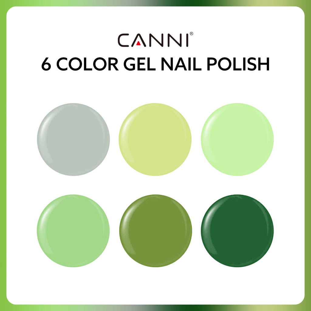 CANNI 6Pcs Emerald Green Gel Nail Polish Set – HEMA-Free, 9ml Each | Forest & Olive Shades