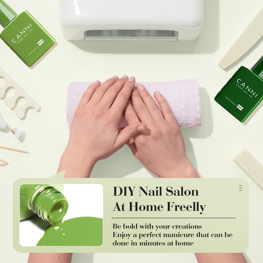 CANNI 6Pcs Emerald Green Gel Nail Polish Set – HEMA-Free, 9ml Each | Forest & Olive Shades
