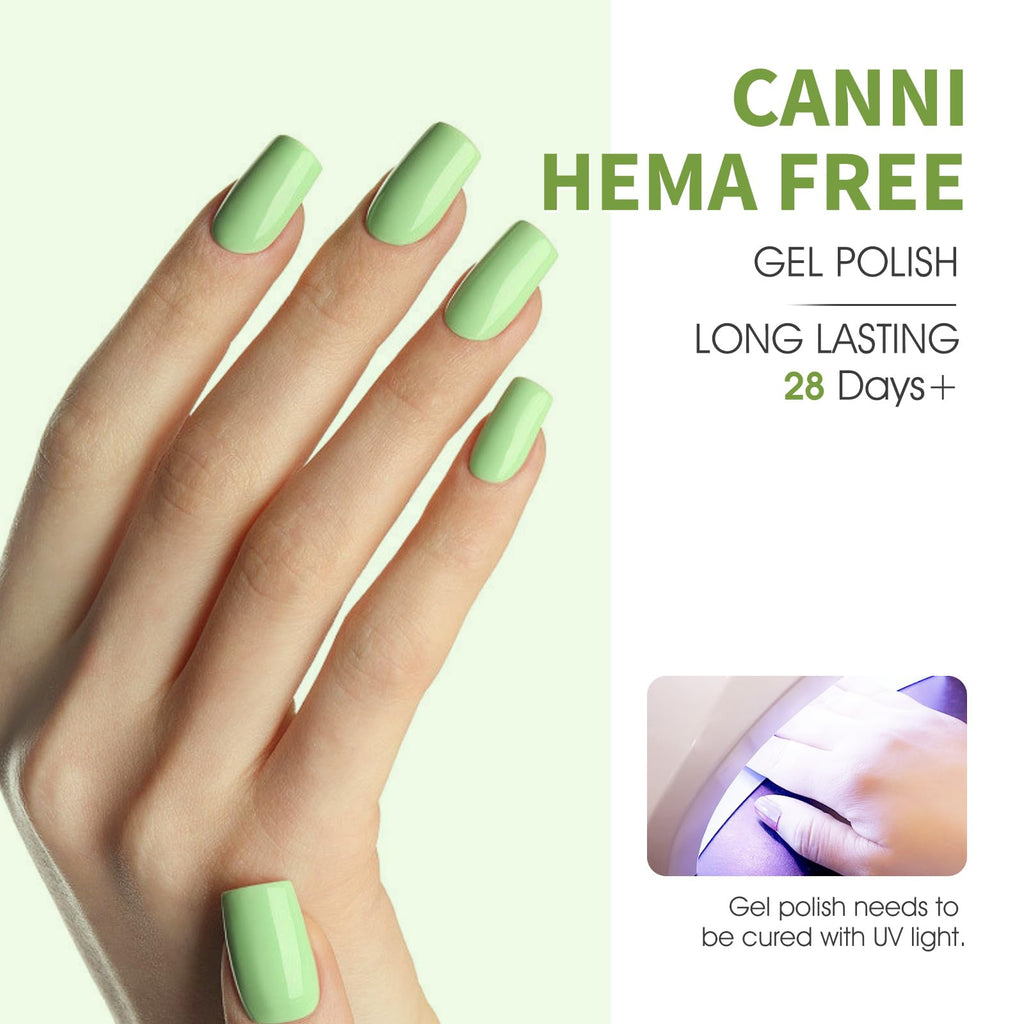 CANNI 6Pcs Emerald Green Gel Nail Polish Set – HEMA-Free, 9ml Each | Forest & Olive Shades