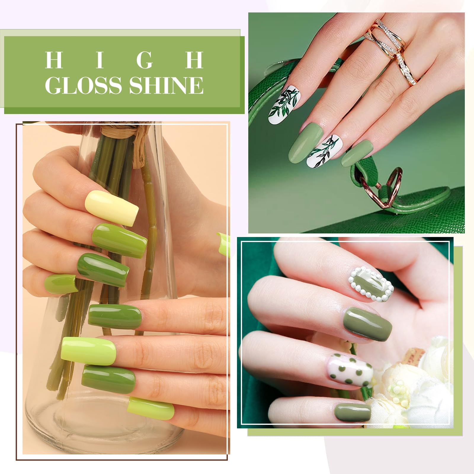 CANNI 6Pcs Emerald Green Gel Nail Polish Set – HEMA-Free, 9ml Each | Forest & Olive Shades